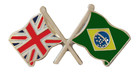 Brazil Flag & United Kingdom Flag Friendship Courtesy Pin Badge