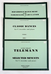 3 Kalmus Recorder Series Telemann Minuets/German Dance/Classic Dances C Recorder - Picture 1 of 2