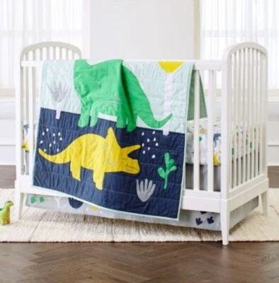 Juego de ropa de cama para cuna/cama para niños pequeños Crate & Kids Dinosaurio, usado Foto 1 de 4
