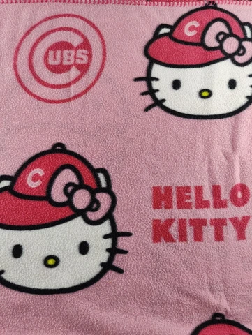 MLB Hello Kitty Blanket Throw Chicago Cubs Pink Baseball Size 52" X 37" Cover