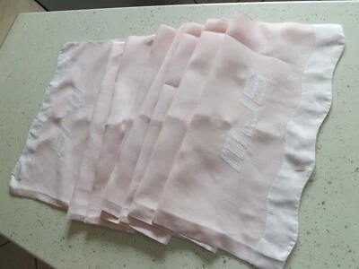 longue taie de traversin, 2.33 m, PUR fil de lin, rose, mono M J S, ancienne - Photo 1/4