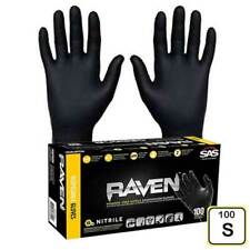 Sas Raven Black 7 Mil Powder Free Nitrile Disposable Gloves 66516 Small 100/Box