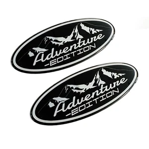 2x Adventure Edition Car Camper Van Transporter 3D Chrome Domed Gel Stickers - Picture 1 of 2