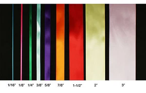 MADE IN TAIWAN Double Face Satin Ribbon Polyester 39 Colors 1/16" 1/8" Spool - Picture 1 of 41