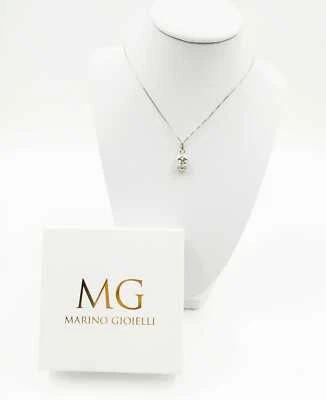 COLLANA CAMPANELLA TRAFORATA SMALTATA BIANCO IN ARGENTO 925 RODIATO IN ORO 18K - Immagine 1 di 2