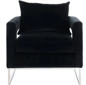 SAFAVIEH Couture Olivya Black Velvet Commercial Grade Club Chair   - Picture 1 of 3