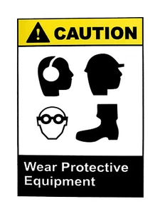 "Sicuro Dispositivi di Protezione Azienda Avvertenza Sicurezza Insegna PVC Taglia 12x18" - Foto 1 di 3