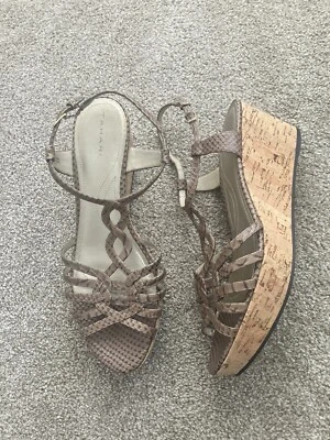 Tahari Star Leather Strappy Slingback Cork Wedge Sandals Size 11M - Image 1 of 4