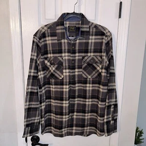 Jacks MFG Men's Flannel Shirt Size Large Gray Plaid Long Sleeve Button Down Top - Picture 1 of 5