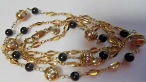 Collana vintage J Crew lunga sfera nera e catena cristallo trasparente 32" con sacchetto J Crew - Foto 1 di 6