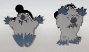 Disney Hidden Mickey Pin Lot of 2 Cute Yeti Scaring & Sliding/Sledding Fun Pose - Picture 1 of 6