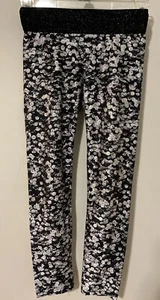 Justice Girls Size 10 Black White Stretchy Leggings! A2185 - Picture 1 of 2