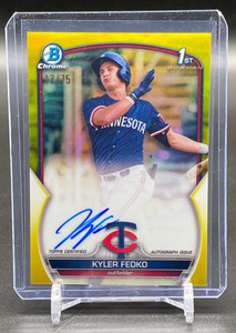2023 1st Bowman Chrome Kyler Fedko #CPA-KF On Card Auto YELLOW /75 - Twins