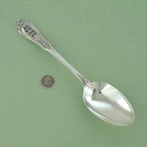Beautiful WALLACE Sterling Silver Solid SERVING Spoon ROSE POINT No Mono 8 3/8" - Picture 1 of 4