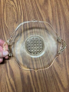 Vintage 30s LANCASTER Yellow Depression Glass Handled Platter Tray - Picture 1 of 5
