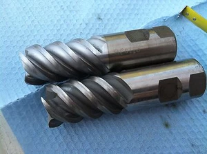 Qty : 2 High Helix 1 1/4" Diametr 4 Flute Center Cutting End Mill.  1 Bad shapeh - Picture 1 of 12