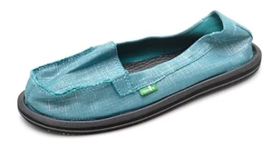 Sanuk OHM MY Teal Metallic Sidewalk Surfers Slip Ons Shoes Women's 7 - SWF1157 - Picture 1 of 4