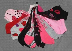 10 PR Betsey Johnson Valentines Lips Hearts Stripes Solids Wm's Low Cut Socks