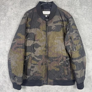 Calvin Klein Jacket Mens Large Quilted Bomber Full Zip Camouflage Streetwear - Picture 1 of 11