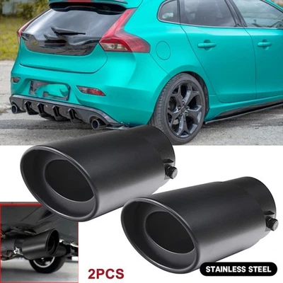 2PC For Volvo V40 Rear Exhaust Pipe Tail Tip Muffler Round Accessories - Изображение 1 из 4