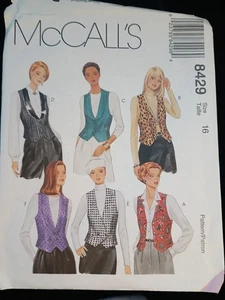 McCall’s 8429 Misses gefütterte Westen 90er Jahre Schnittmuster Größe 16  - Bild 1 von 4