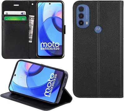 For Motorola Moto E20, E30, E40 Phone Case Leather Wallet Flip Stand Cover - Image 1 of 4