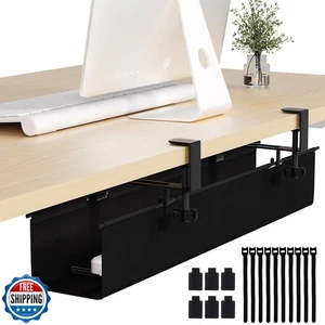 Plateau de gestion de câble sous bureau 27,2" - Cabine organisateur de fil ordinateur sans perceuse - Photo 1/5