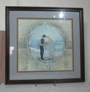Patricia Buckley Moss Framed Lithograph Print PROMISES Wedding Couple - Picture 1 of 6