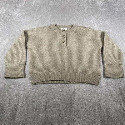 Madewell Sweater Womens Small Olive Recycled Cashmere Rib Henley Pullover MA733 - Image 1 of 4