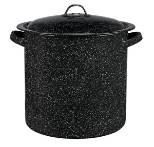 Olla de granito, 15,5 cuartos de galón - negra moteada - Imagen 1 de 3