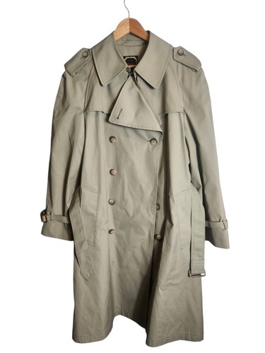 Vintage Christian Dior trench coat uomo 42R soprabito marrone con cintura misto poli 45 pollici