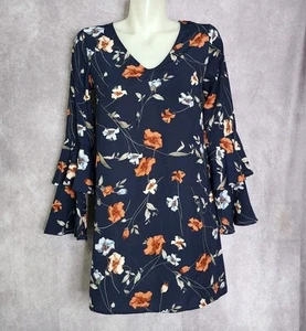 Vestido recto Lulus para mujer talla XS azul marino floral flor temprana manga con volantes - Imagen 1 de 7