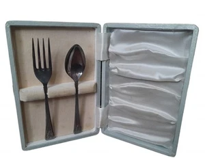 Juego de tenedor y cuchara Falstaff Plate EPNS en caja original - De colección hecho en Inglaterra - Imagen 1 de 9