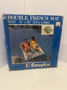 "Colchón flotante inflable vintage Sevylor doble estilo francés 78"" x 56""" - Imagen 1 de 3