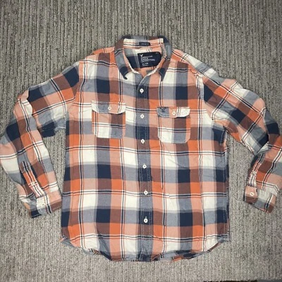 Camisa de hombre American Eagle talla XL con botones de franela atlética a cuadros manga larga Foto 1 de 4