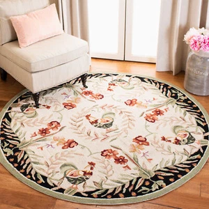 Safavieh Chelsea CREME / BLACK 8' X 8' Round Area Rug - HK92A-8R - Picture 1 of 3