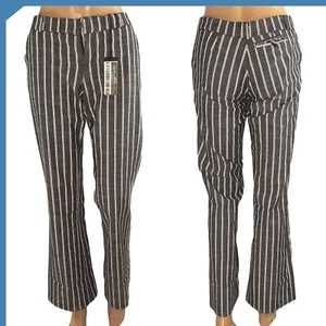 Please Pantalone Da Donna Grigio Taglia S A Righe Bootcut Flare Gamba Svasata - Picture 1 of 10