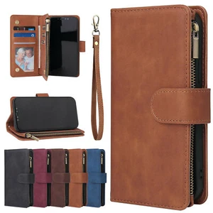 Wallet Leather Zipper Flip Case Cover For iPhone 14 13 12 11 XR Xs Max 7 8 Plus - Picture 1 of 37