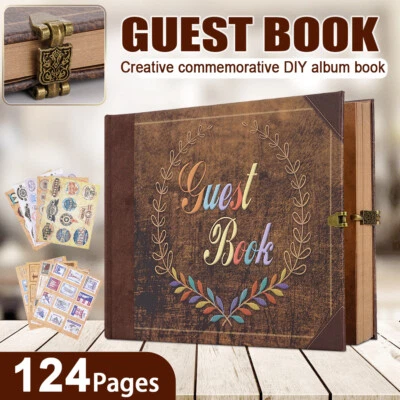 124 Pages Guest Book Funeral Wedding Memory Book with Gold Engraving Hardcover - Image 1 of 4