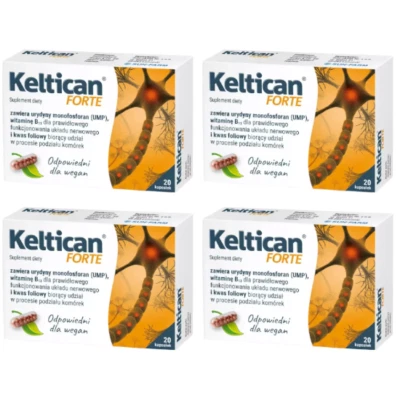 SUN-FARM (Einheit/0,64€) 4 x Keltican Forte Vitamin B12 Folsäure 4 x 20 Kapslen D/S