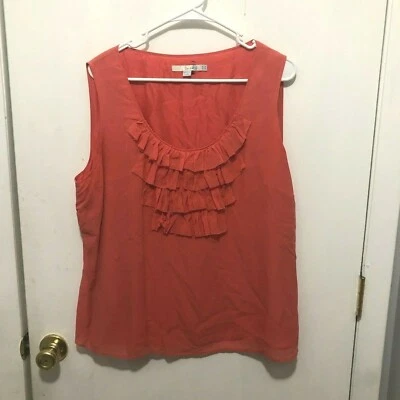 Blusa sin mangas Boden escote con volantes seda coral para mujer talla 14 EE. UU. Foto 1 de 3