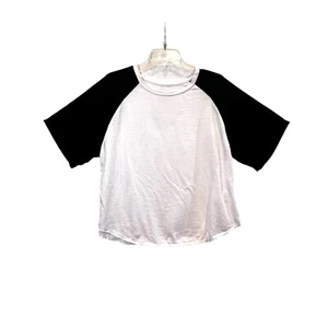 Current Elliott Womens Top Size Medium 2 White Black Velour Raglan Sleeves - Picture 1 of 7