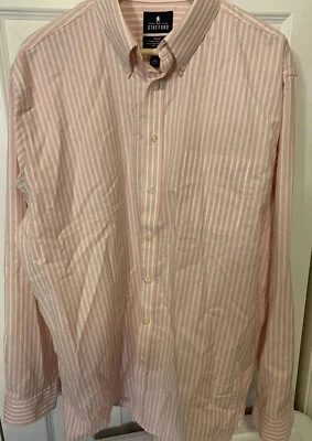 Stafford Para Hombres Talla 17.5 Oxford Sin Arrugas BOTÓN PLUMÓN Viaje Melocotón Foto 1 de 4