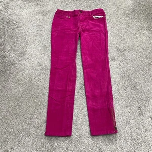 Ralph Lauren Corduroy Pants Girls 12 Hot Pink Ankle Zip Low Rise Casual 26x24 - Picture 1 of 14
