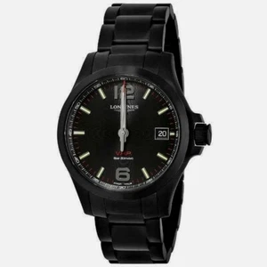 Longines Conquest V.H.P. Perpetual Quartz Black Dial Men's Watch L3.716.2.56.6 - Picture 1 of 3