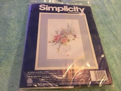 Simplicity Stitchery Cross Stitch Gathered Garden Flowers 10" x 14" New - Image 1 of 3