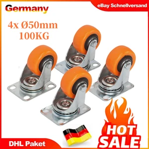 4x Schwerlastrollen Für Möbel 50mm 100KG Transportrollen Lenkrollen Möbelrollen - Bild 1 von 12