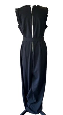 Mono Emma & Michele para mujer con cuello en V y volantes talla 10 negro con cremallera Foto 1 de 4