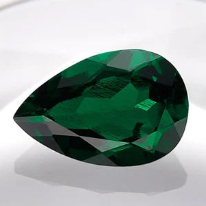 3x5-13x18mm Lab Created Green Pear Cut Zambia Emerald Certified Loose Gemstone - Picture 1 of 18