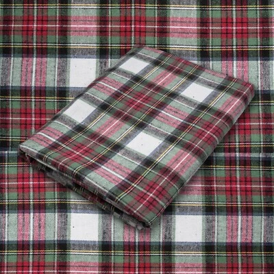 Red Green White Plaid Cotton Flannel Fabric - 60" Wide - Sold by the Yard - Image 1 of 4